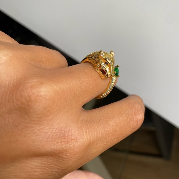 AUTH gold plated and zirconia luxury panthère ring STUNNING - Picture 14 of 14